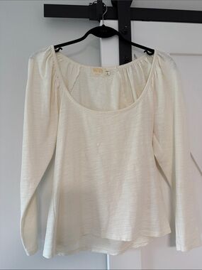 Nation LTD Ivory Scoop-Neck Long Sleeve Tee